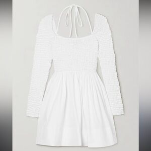 STAUD Cassidy shirred cotton-poplin mini dress Size S NWT